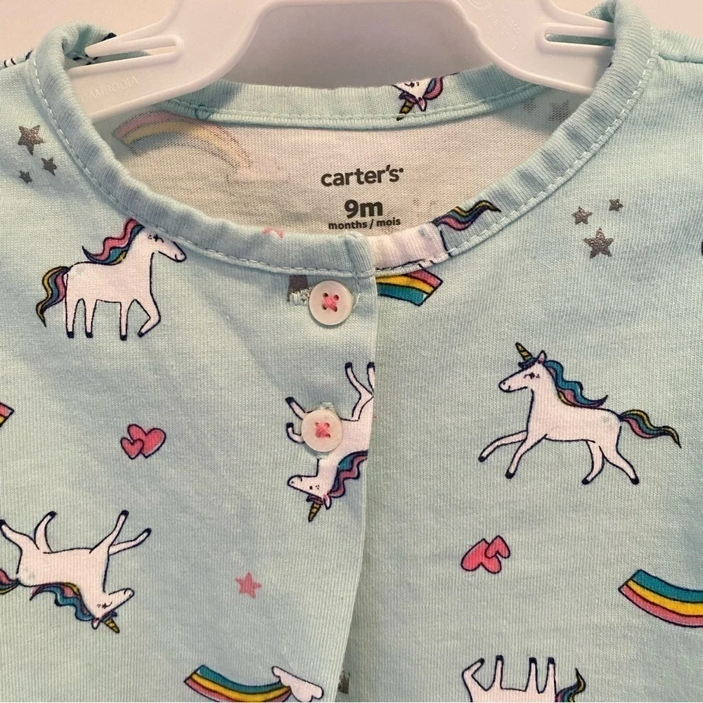 Carter's Baby Girls Infant Dress/ Bodysuit With Unicorn Cardigan Size 9 Months